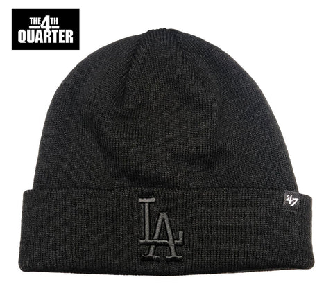 Los Angeles Dodgers Beanie Knit 47 Brand Fold Black on Black