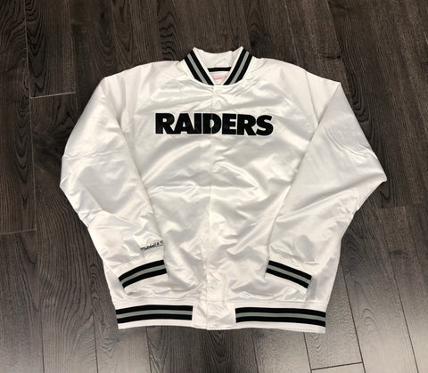 Raiders Mens Jacket Mitchell & Ness Lightweight Satin White