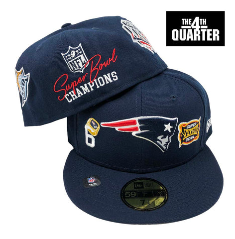 New England Patriots Fitted New Era 59FIFTY Count the Rings Super Bowl Cap Hat Grey UV
