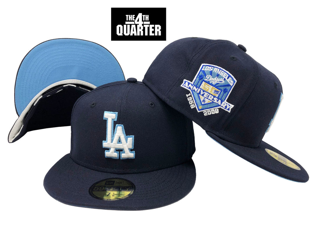 Dodgers Fitted New Era 59Fifty 50th Ann. Navy Hat Cap Sky UV - THE 4TH QUARTER