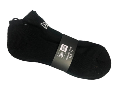 New Era Brand Mens Ankle Socks 2 Pairs Black