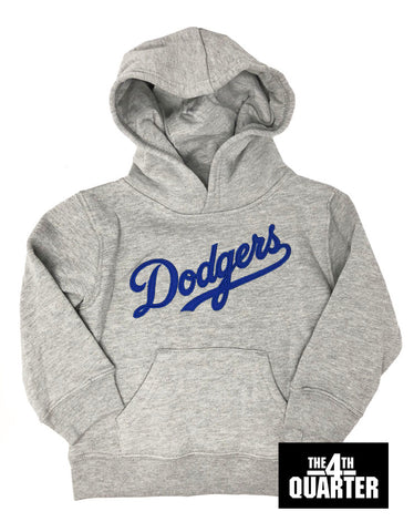 Los Angeles Dodgers Kids (4-7) Wordmark Pullover Hoodie Sweatshirt Grey