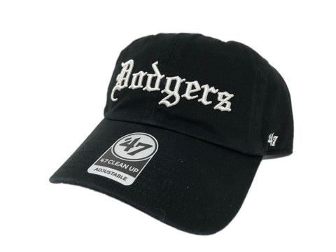 Los Angeles Dodgers Strapback '47 Brand Clean Up Adjustable Cap Hat Black Old English
