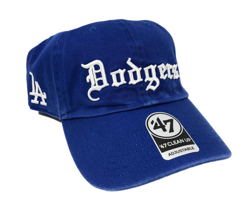 Los Angeles Dodgers Strapback '47 Brand Clean Up Adjustable Cap Hat Blue Old English