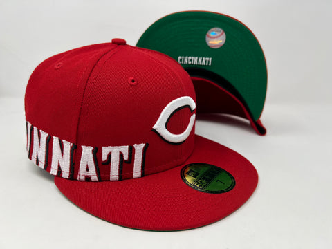 Cincinnati Reds Fitted New Era 59FIFTY Sidesplit Hat Cap Green UV