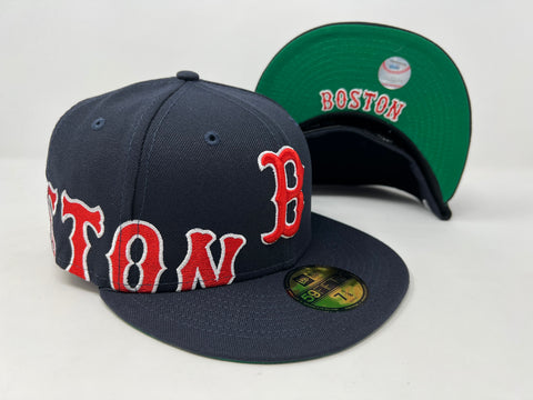 Boston Red Sox Fitted New Era 59FIFTY Sidesplit Hat Cap Green UV