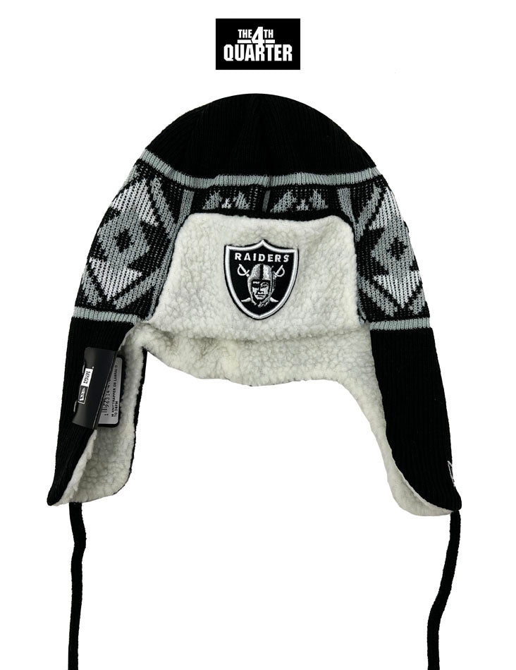 Las Vegas Raiders Beanie New Era Knit Trapper Hat - THE 4TH QUARTER