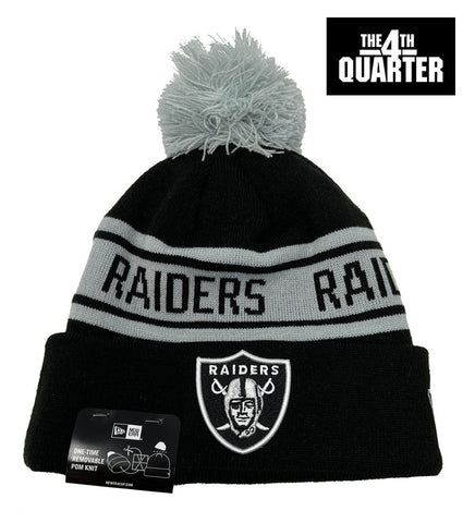 Raiders Beanie New Era Cuff Knit Pom Hat Repeat Black