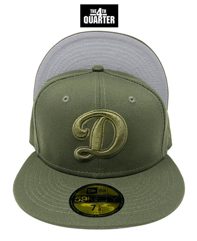 Los Angeles Dodgers Fitted New Era 59Fifty Big D Olive Color Pack Cap Hat