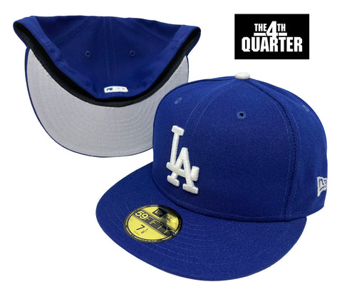 Los Angeles Dodgers Fitted New Era 59Fifty Blue Poly Cap Hat Grey UV
