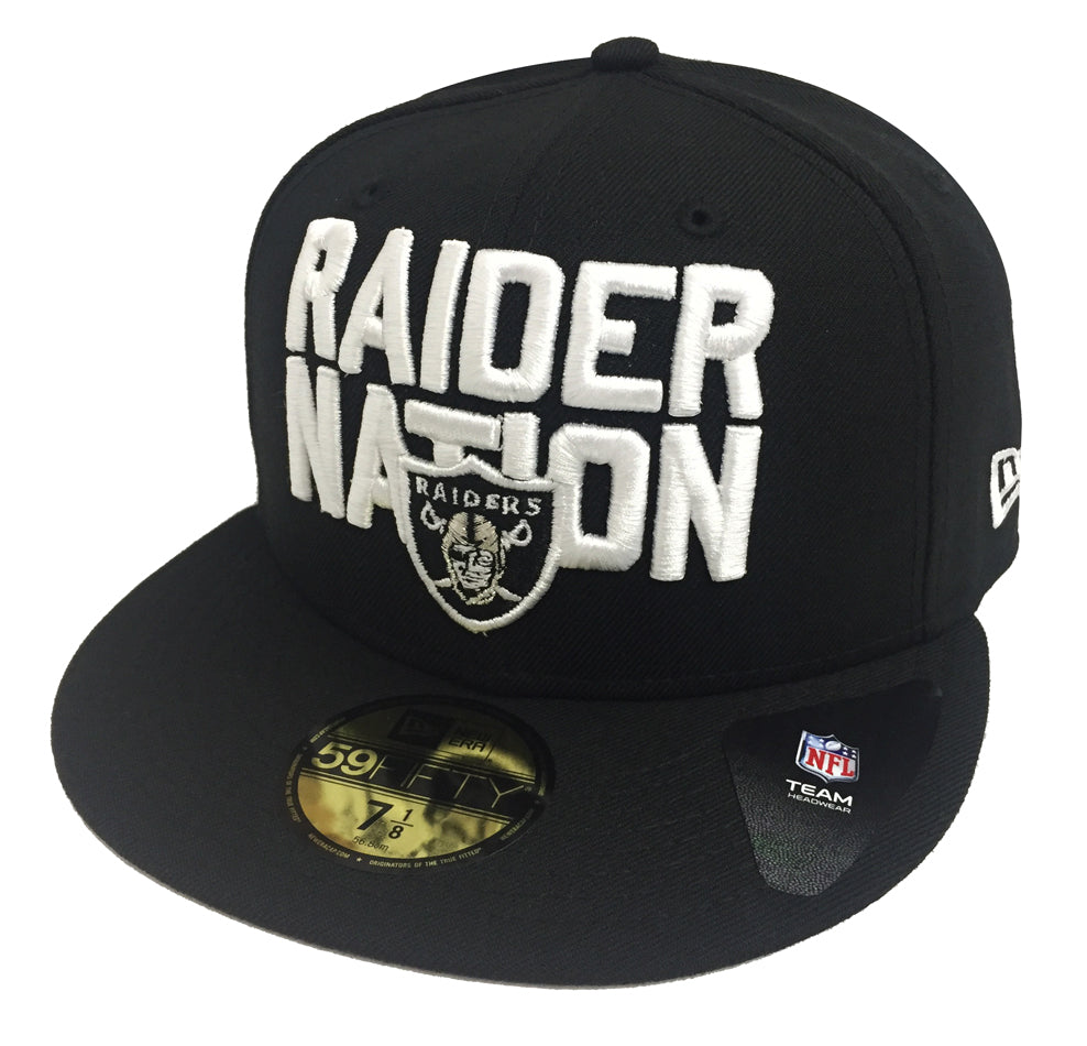 Oakland Raiders Fitted New Era 59Fifty 2018 NFL Draft Hat Cap Black - THE 4TH QUARTER