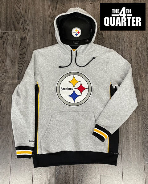 Pittsburgh Steelers Mens Sweatshirt Mitchell & Ness Pinnacle Heavyweight Pullover Hoodie Fleece - THE 4TH QUARTER