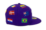 Los Angeles Lakers Fitted New Era 59Fifty All Over World Flags Purple Cap Hat Grey UV