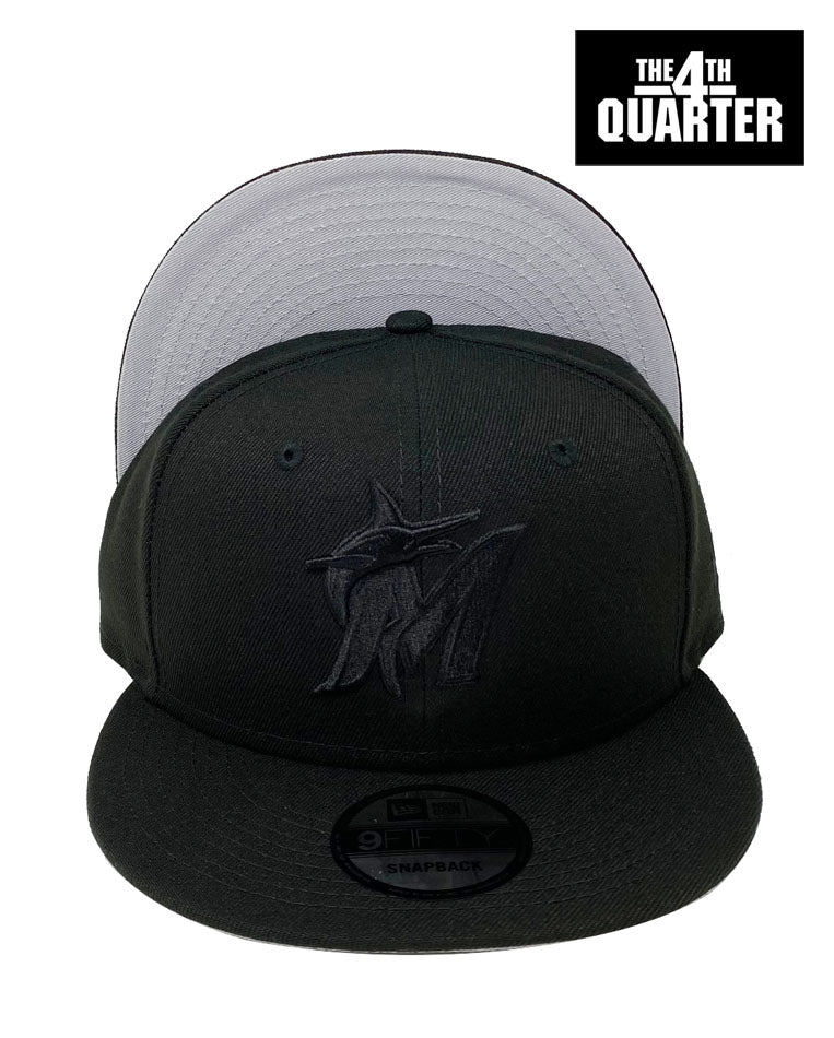 Miami Marlins Snapback New Era 9Fifty Basic Black on Black Cap Hat - THE 4TH QUARTER
