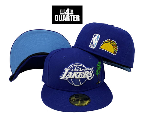 Los Angeles Lakers Fitted New Era 59Fifty Royal Describe Cap Hat Sky UV