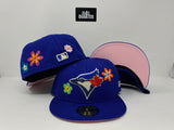 Toronto Blue Jays Fitted New Era 59Fifty Flower Power Royal Hat Cap Pink UV