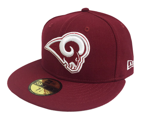 Los Angeles Rams Fitted New Era 59Fifty Logo Burgundy Hat Cap