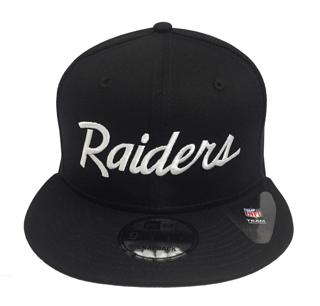 Las Vegas Raiders Snapback New Era 9Fifty Script Black Hat Cap Black