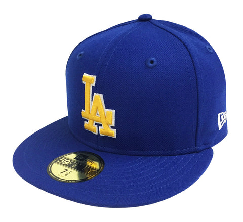 Los Angeles Dodgers Fitted New Era 59FIFTY Royal YLWO Cap Hat Grey UV