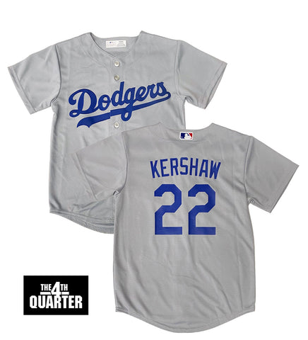 Los Angeles Dodgers Youth (8-20) Jersey #22 Clayton Kershaw Outerstuff Replica Cool Base Grey
