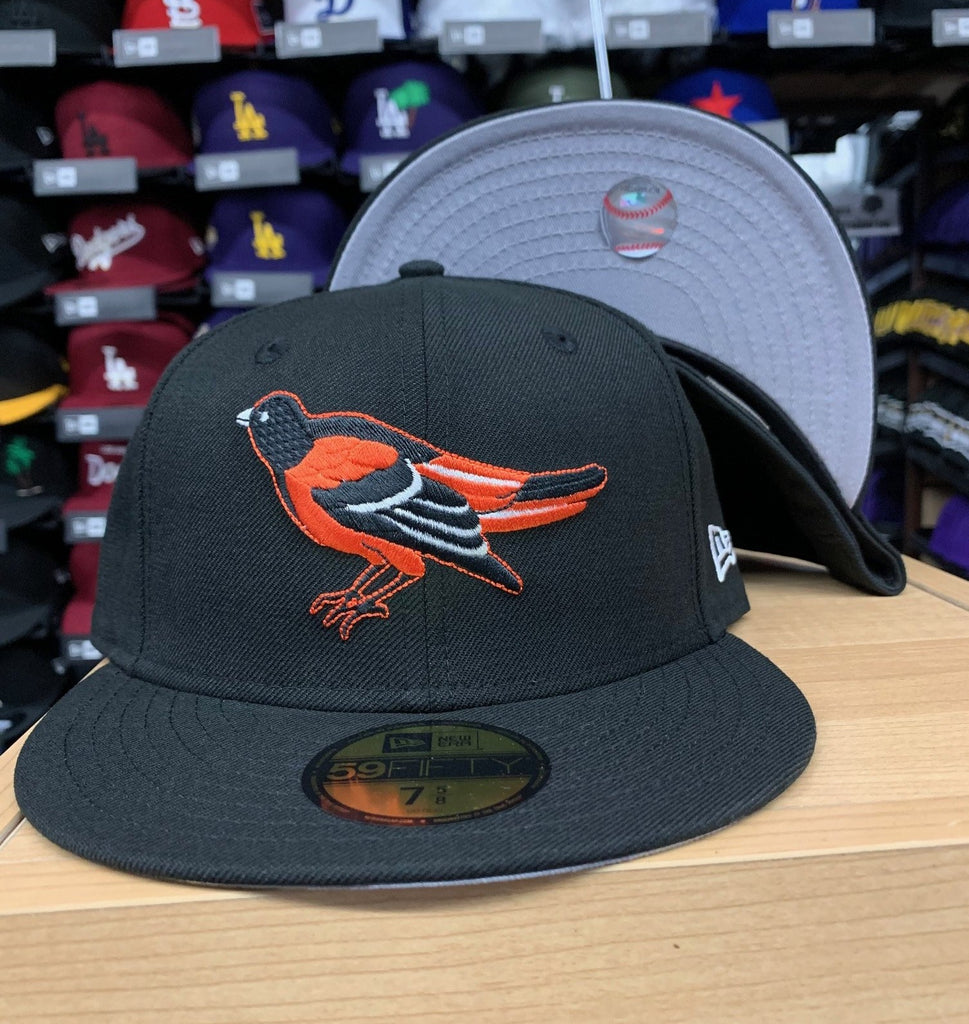 Baltimore Orioles New Era Fitted Retro Logo Wool Cap Hat Black Grey UV