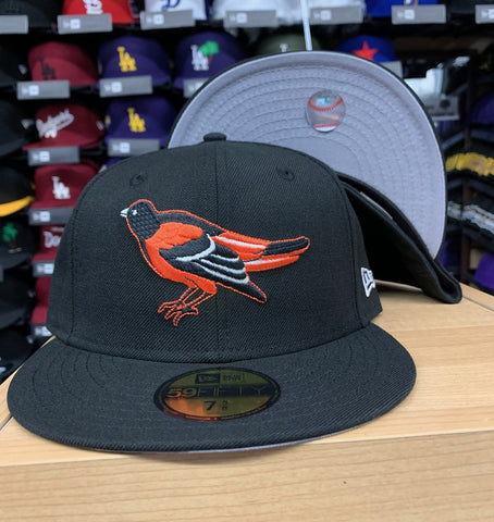 Baltimore Orioles New Era Fitted Retro Logo Wool Cap Hat Black Grey UV