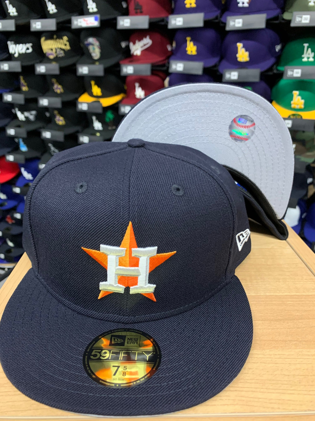 Houston Astros Fitted New Era 59Fifty Home Wool Navy Cap Hat Grey UV - THE 4TH QUARTER
