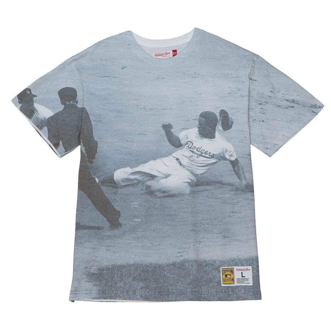 Brooklyn Dodgers Mens T-Shirt Mitchell & Ness Jackie Robinson Highlight Sublimated Player Tee - THE 4TH QUARTER