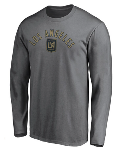 Los Angeles FC Mens T-Shirt Fanatics Primary Logo Grey Long Sleeve