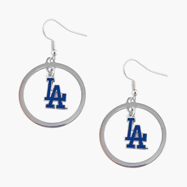 Los Angeles Dodgers Womens Earrings Logo Hoop Dangle - THE 4TH QUARTER