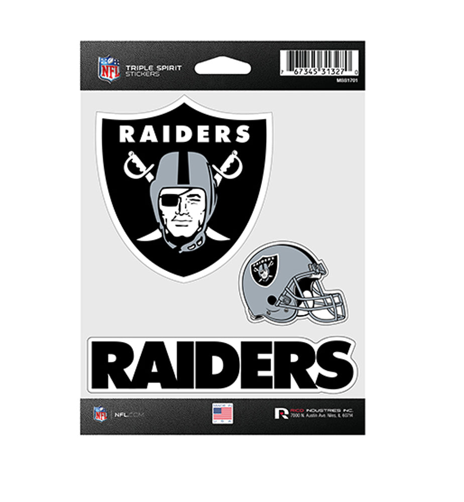 Oakland Raiders Sticker Triple Spirit Pack - THE 4TH QUARTER