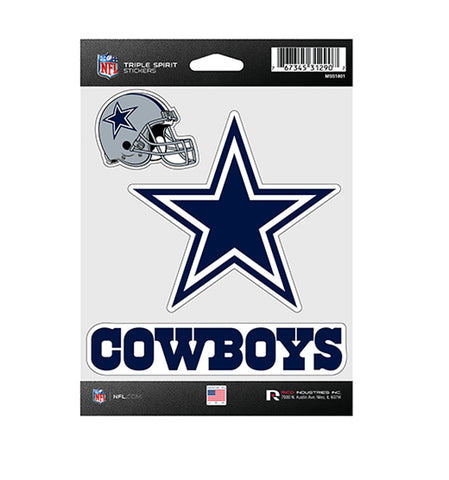 Dallas Cowboys Sticker Triple Spirit Pack - THE 4TH QUARTER