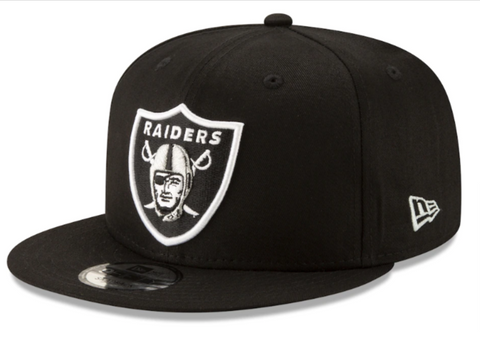Oakland Raiders Snapback New Era 9Fifty Basic Black Hat Cap Silver Shield