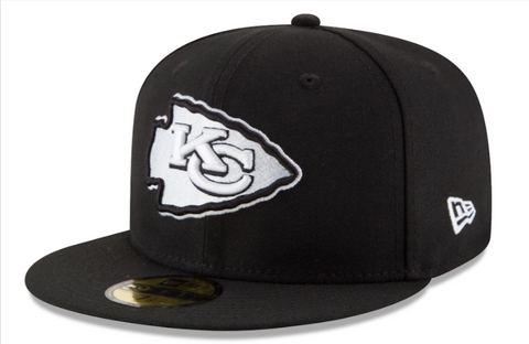 Kansas City Chiefs Fitted New Era 59Fifty Black & White Hat Cap
