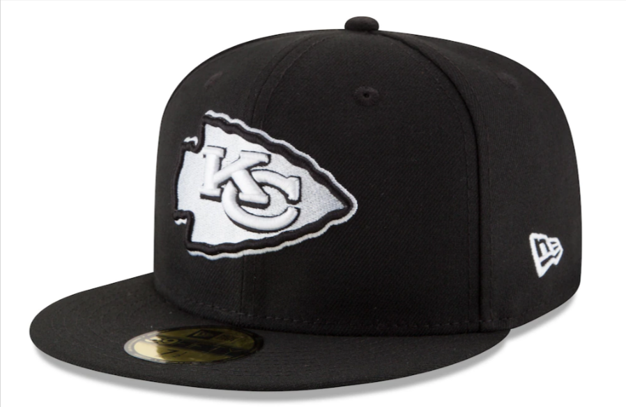 Kansas City Chiefs Fitted New Era 59FIFTY Black White Hat Cap