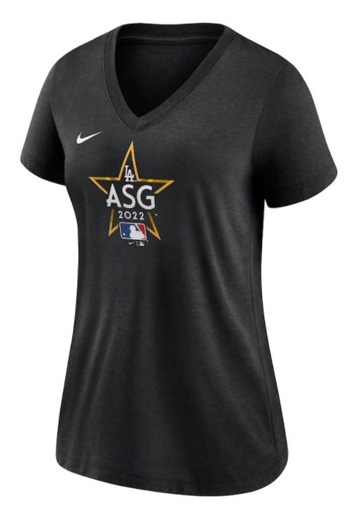 Los Angeles Dodgers Womens T-Shirt V-Neck Black 2022 All-Star Game Tee - THE 4TH QUARTER