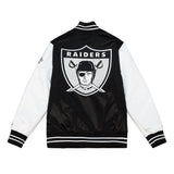 Raiders Mens Mitchell & Ness Origins Varsity Satin Jacket Black White