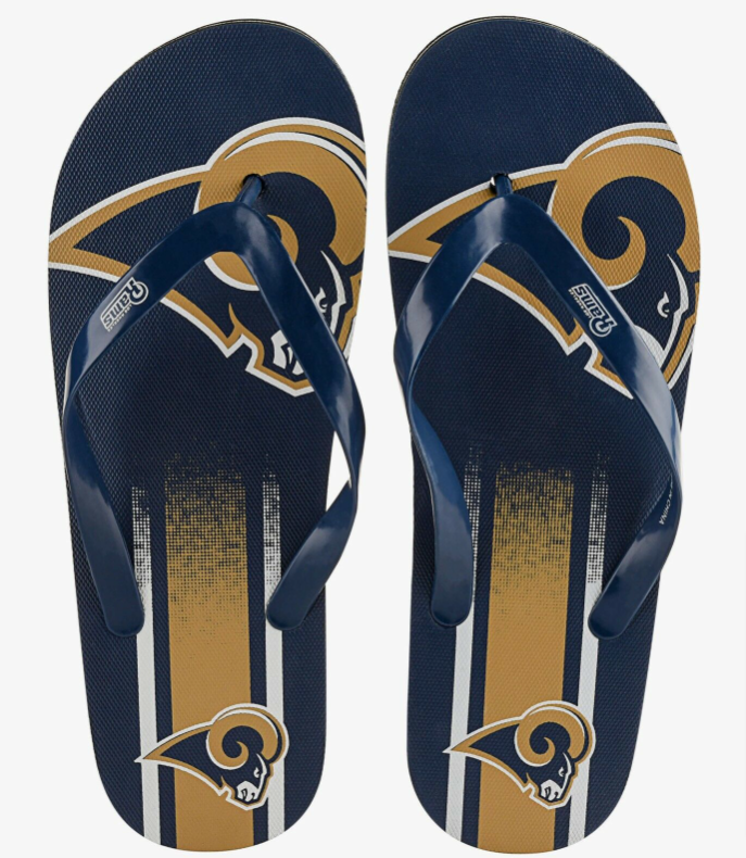 Los Angeles Rams Mens & Womens Sandals Gradient Big Logo Flip Flops - THE 4TH QUARTER