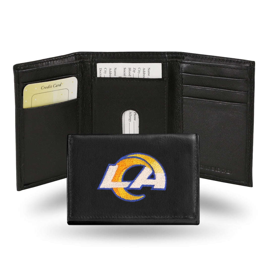 Los Angeles Rams Mens Embroidered Leather Trifold Wallet - THE 4TH QUARTER