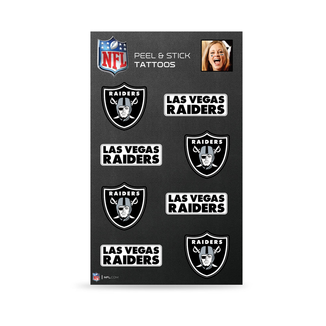 Las Vegas Raiders 8 Piece Peel & Stick Tattoos Sheet Vertical 3X5 - THE 4TH QUARTER