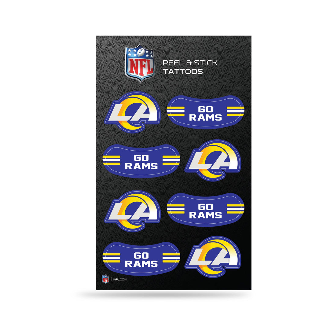 Los Angeles Rams 8 Piece Peel & Stick Tattoos Sheet Vertical 3X5 - THE 4TH QUARTER