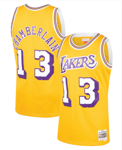 Los Angeles Lakers Mens Jersey Mitchell & Ness 1971-72 #13 Wilt Chamberlain Yellow