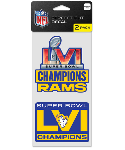 Los Angeles Rams Super Bowl LVI Champions 2-Piece 4'' x 8'' Perfect Cut Decal Set