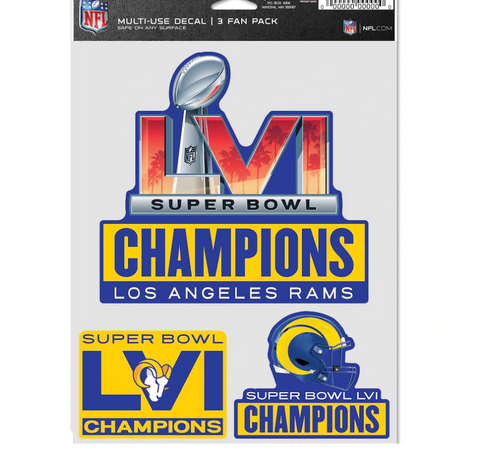 Los Angeles Rams Super Bowl LVI Champions 3-Piece 5.5'' x 7.75'' Trophy Fan Decal Set