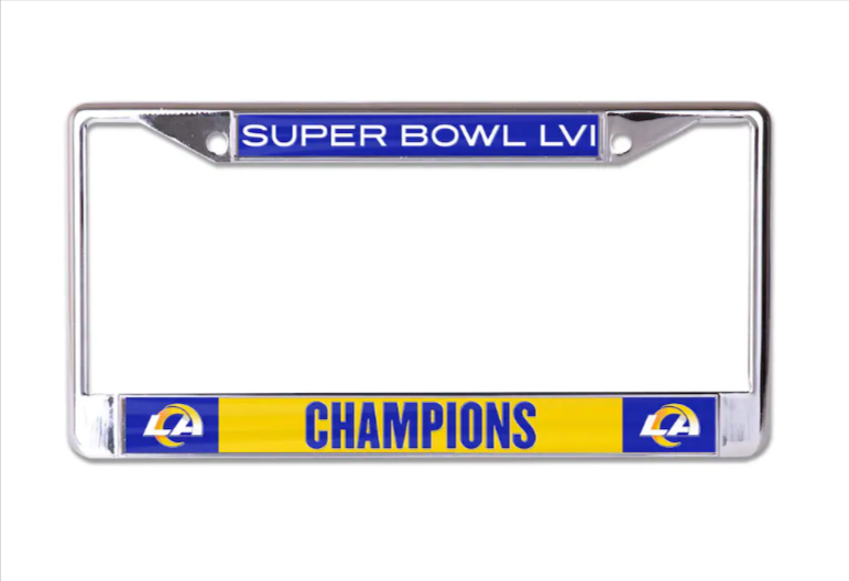 Los Angeles Rams Super Bowl LVI Champions Logo Metal Laser Cut License Plate Frame - THE 4TH QUARTER