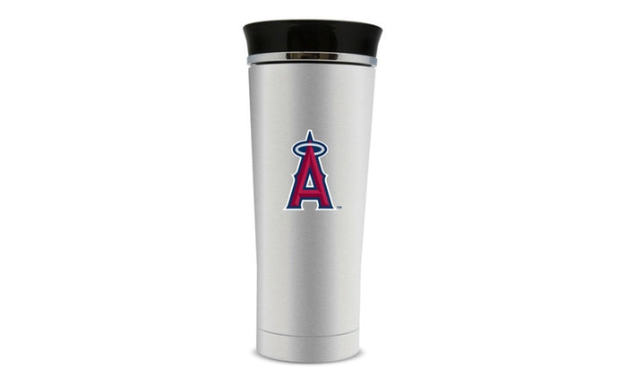 Anaheim Angels 18oz Stainless Steel Free Flow Tumbler Travel Mug Cup White - THE 4TH QUARTER