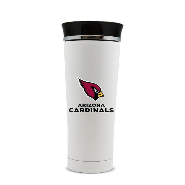 Arizona Cardinals 18oz Stainless Steel Free Flow Tumbler Travel Mug Cup White - THE 4TH QUARTER