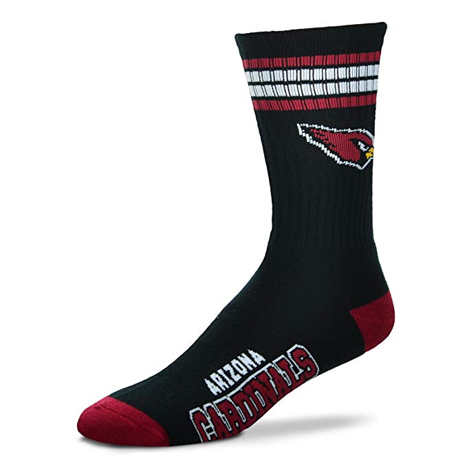 Arizona Cardinals Socks 4-Stripe Long Deuce Team Color Performance Black - THE 4TH QUARTER