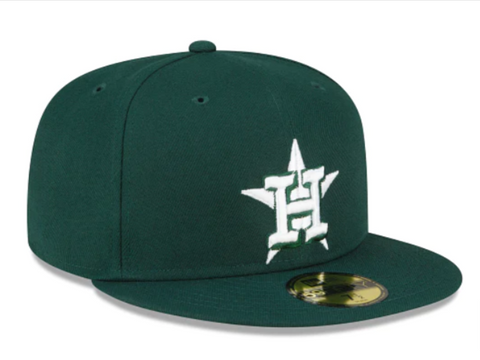 Houston Astros Fitted New Era 59Fifty Dark Green Cap Hat Grey UV