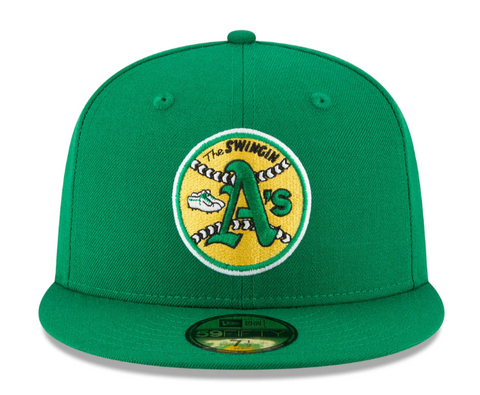 Oakland Athletics Fitted New Era 59FIFTY Cooperstown Wool Green Hat Grey UV